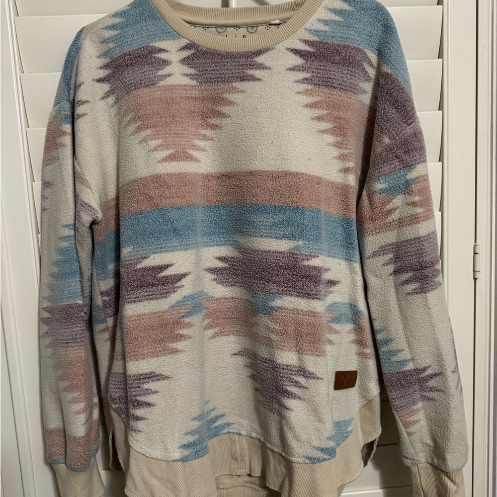 Patterned Crew Neck Sweater - Multicolor